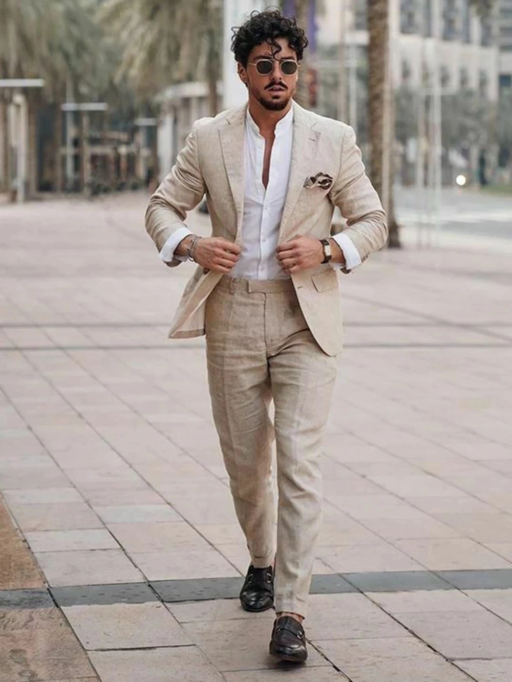 Summer Clothing Men Linen - 夏のビーチビジネスリネンメンズスーツ、オーダーメイド2ピースジャケットとパンツ、フォーマルタキシードブレザートラウザーズ、パーティーウェア、男性用衣類