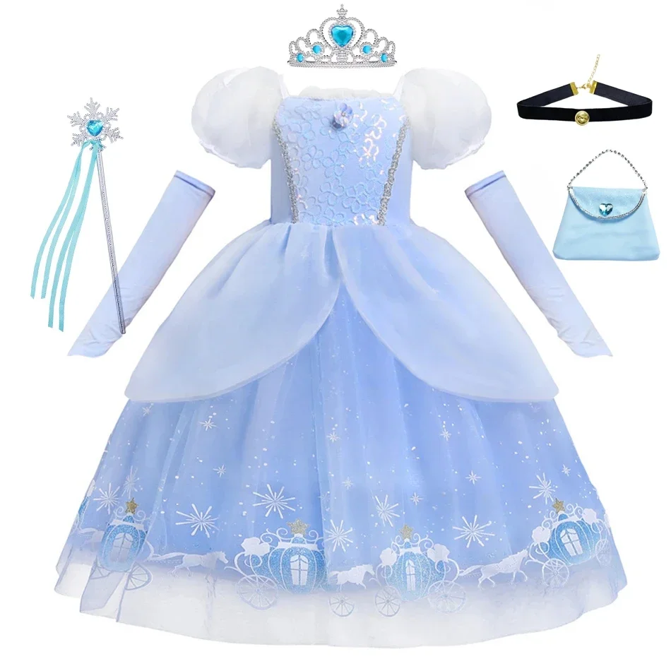 Summer Clothing For Kids Girls - シンデレラプリンセスコスプレドレス女の子子供ボールガウンスパンコールカーニバルチュチュパフメッシュ服誕生日ギフトサマードレス