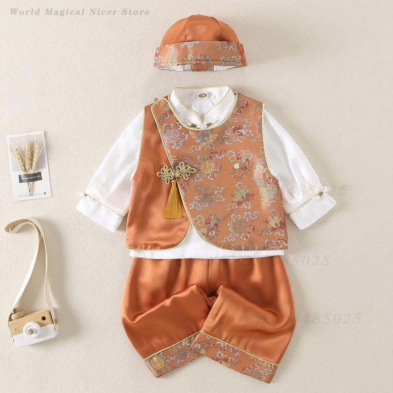 Summer Clothing Baby Girl - 春夏ベビー唐服子供男の子女の子百日一歳衣装中国風東洋漢服写真撮影服