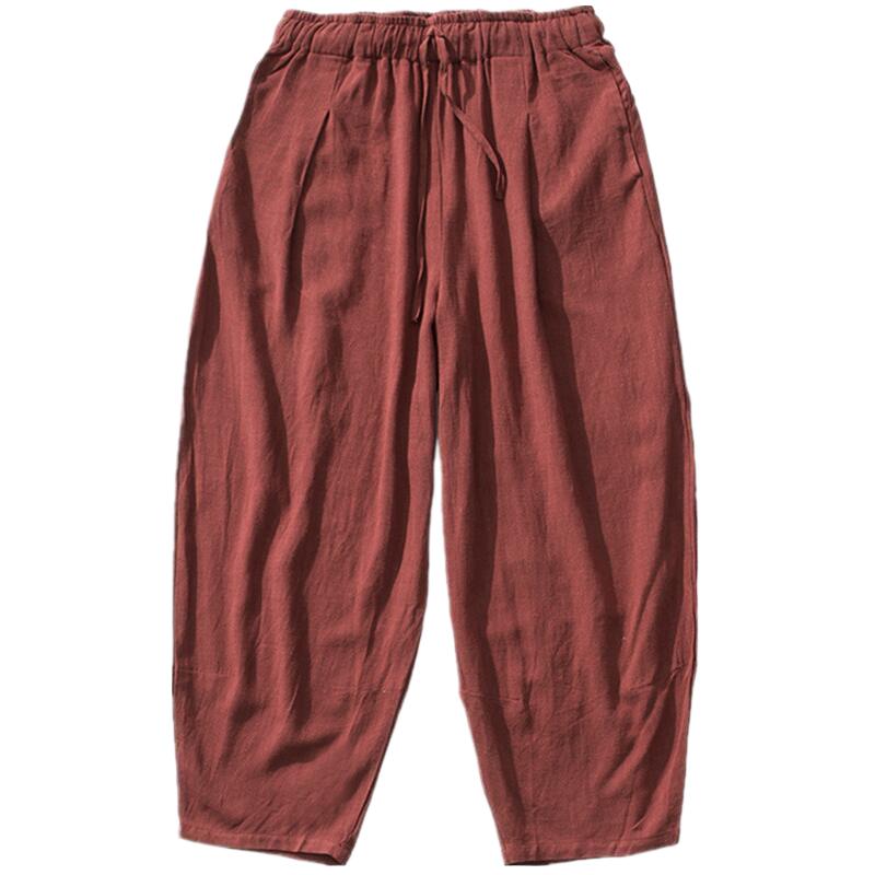 Summer Clothing Men Linen - メンズワイドレッグリネンとコットンパンツ,ドローストリング付きルーズフィットサマーウェア,ラージサイズ6xl,7xl