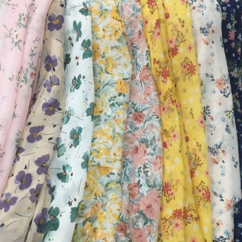 Summer Clothing Material - 2/3 メートル花柄シフォン生地サマードレス快適な通気性の衣類生地 DIY 縫製材料メートルによる