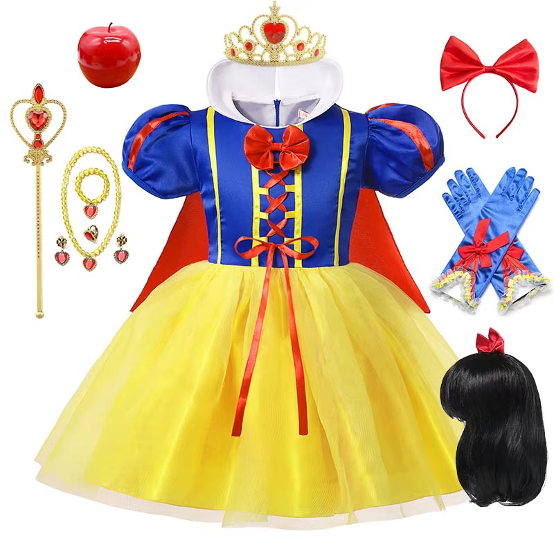 Summer Clothing For Kids Girls - 白雪姫プリンセスドレス子供女の子コスチュームケープ帽子付きハロウィンカーニバル誕生日パーティーコスプレ子供服 1-12Y