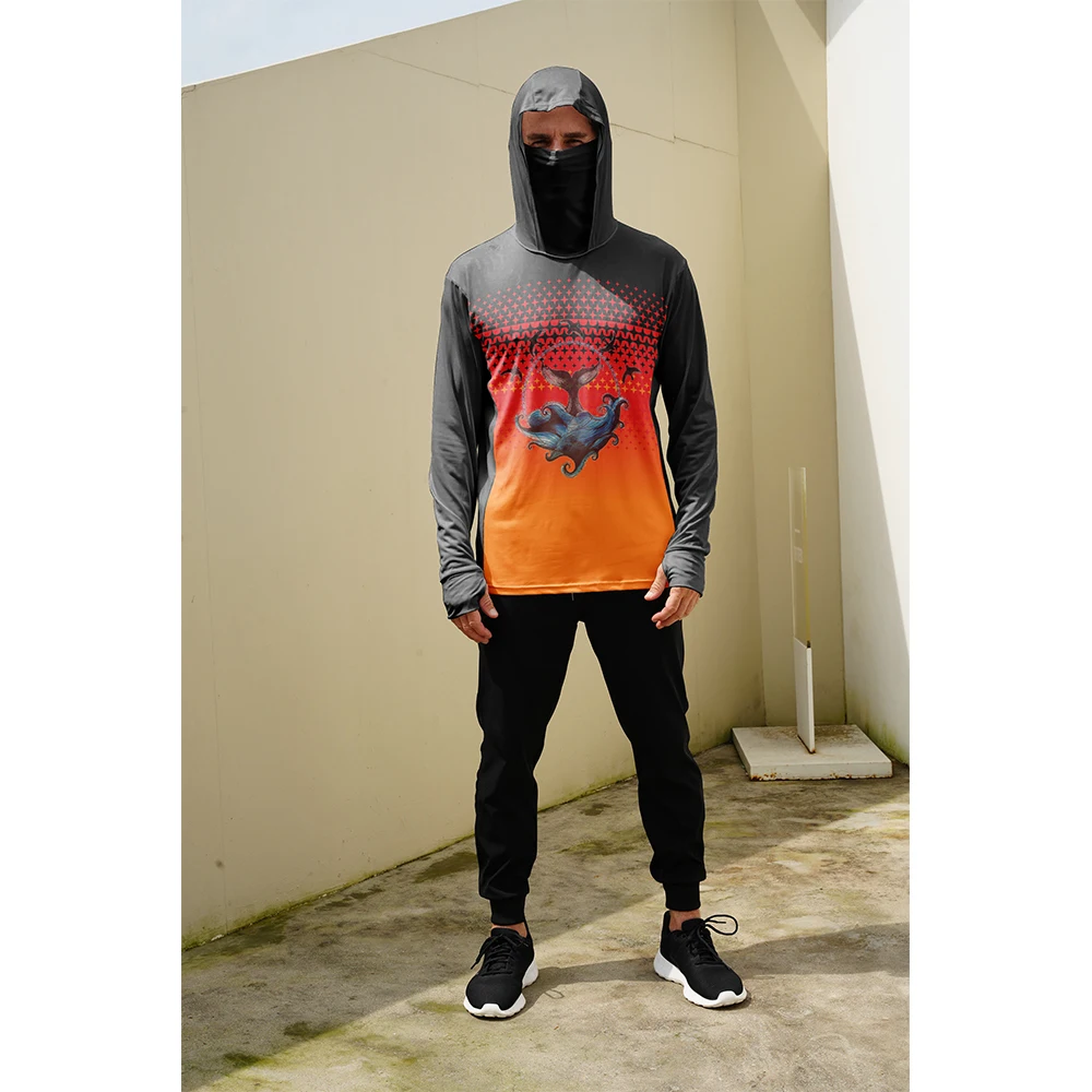 Summer Clothing Guys - 釣り用シャツ メンズ 日焼け防止 フード付きマスク 一体型 釣り服