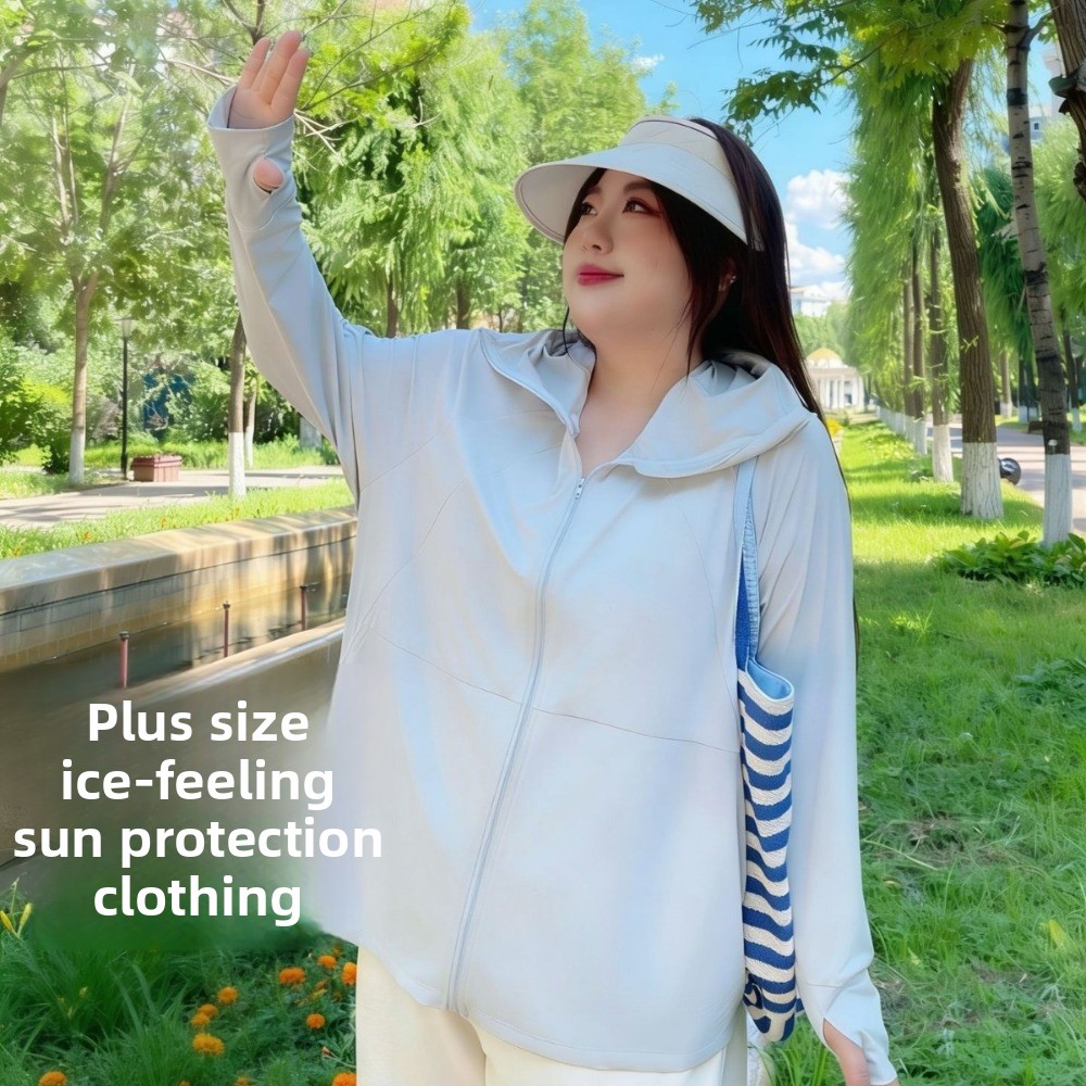 Summer Clothing Plus - 夏用の女性用ファットMMニュープラスサイズアイスシルク日焼け止め服、ゆったりとしたフィット感、UV耐性、軽量で通気性があります。