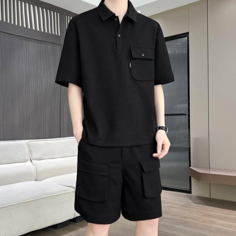 Quality Summer Clothing - メンズサマー半袖ポロシャツショーツセットプレミアム品質通気性ニットウェアスリムフィット大人用カジュアルアウトドアウェア