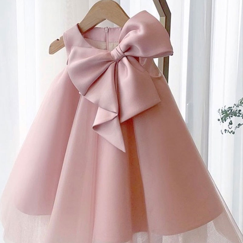 Summer Clothing Baby Girl - 夏ビッグリボン女の赤ちゃんドレス 1st 誕生日パーティーウェディングドレスガールパーティープリンセスイブニングドレス子供女の子服