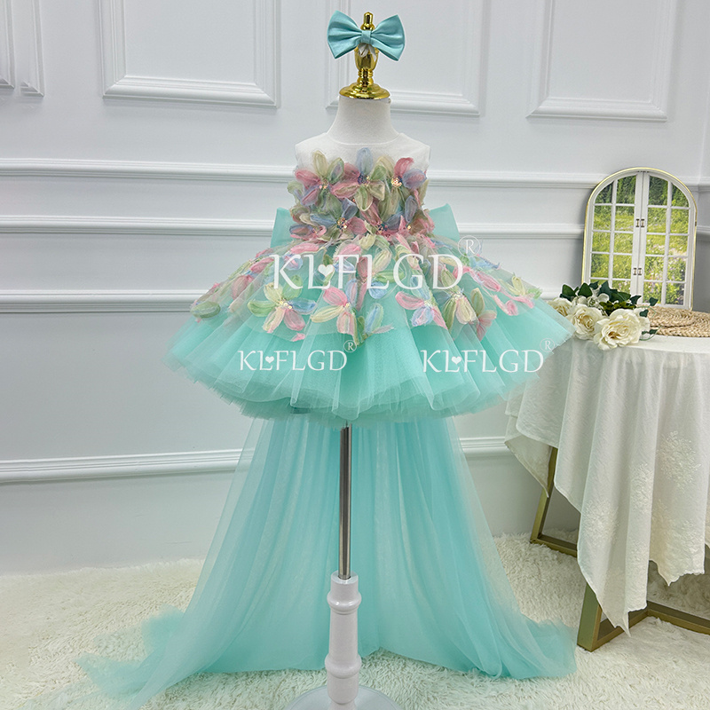 Summer Clothing Baby Girl - KLFLGD エレガントなターコイズブルーのフラワーガールドレス、フラワーガールレース、子供の結婚式、幼児の女の子、誕生日のお祝いパーティー