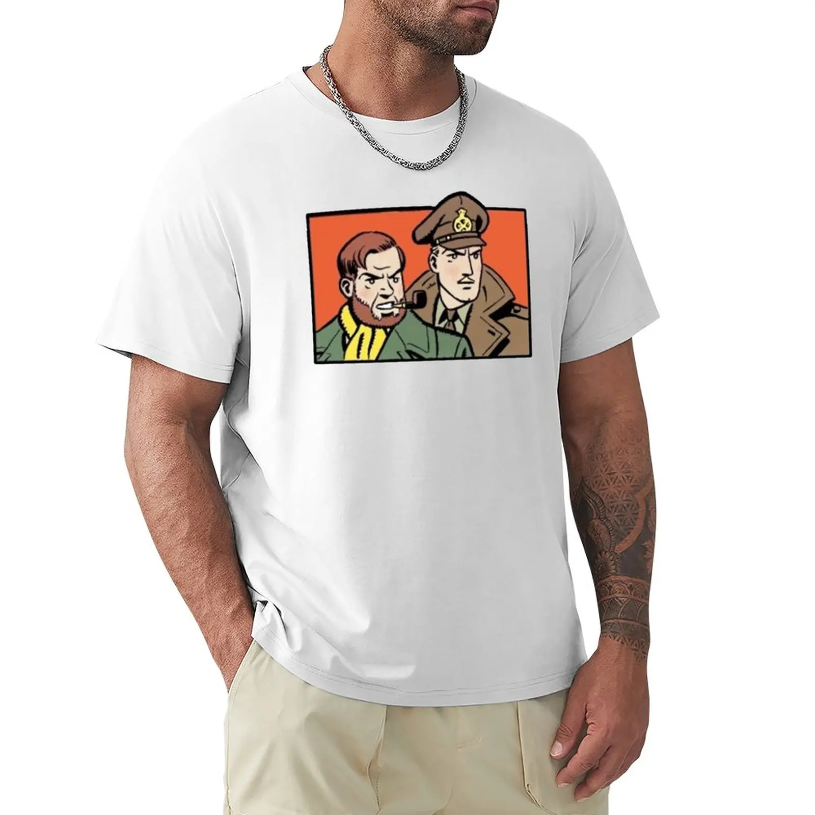 Summer Clothing Banner - Blake and Mortimer-男性用の必須のTシャツ,芸術的な衣服,カスタムデザイン,独自のデザイン,バナー付き
