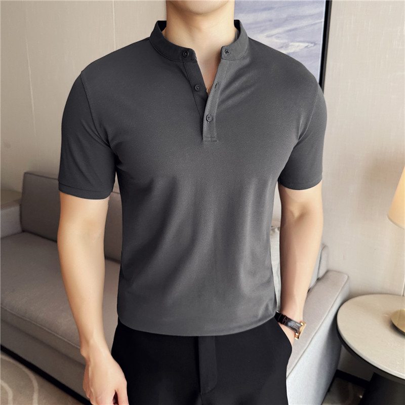 メンズ半袖ポロシャツ 夏 薄手 ヘンリーカラー ベーシックト - Summer Light Clothing のレビューと価格