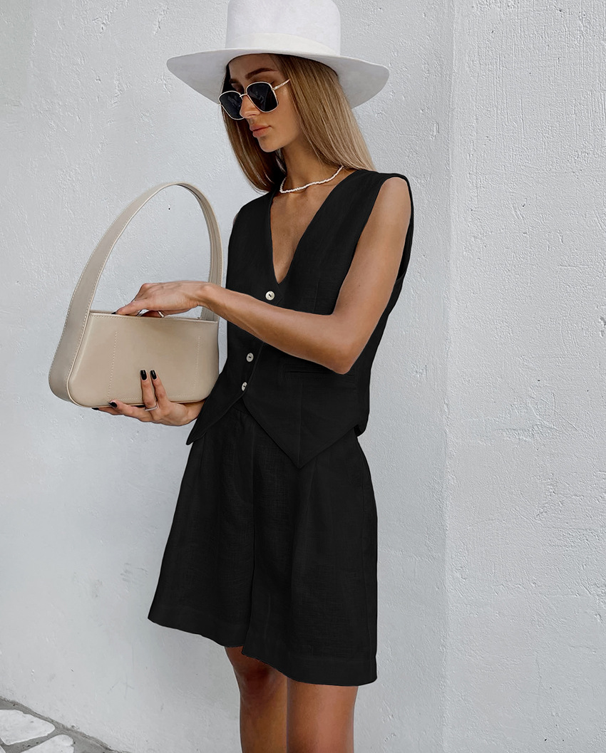 2025年新作スーツベスト＋ショートパンツセット　夏　綿麻　 - Summer Clothing Linen のレビューと価格