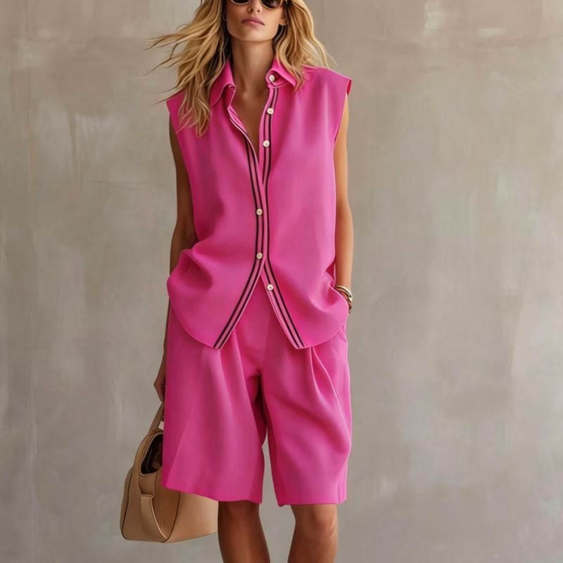 夏のファッション ソリッドリネンブレンド ツーピースセット  - Summer Clothing Linen のレビューと価格