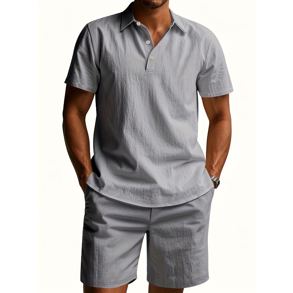 夏のメンズスーツファッションリネンラペルボタン2ピースセット - Summer Clothing Men Linen のレビューと価格