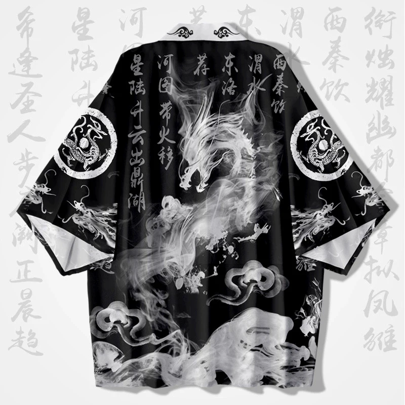 日本の伝統的な服日本の着物女性のインクドラゴンプリント夏高品 - Quality Summer Clothing のレビューと価格