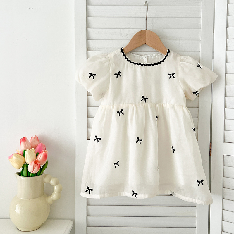キッズ姉妹服夏の女の赤ちゃんドレス幼児女の子かわいい弓ガーゼ - Summer Clothing Baby Girl のレビューと価格