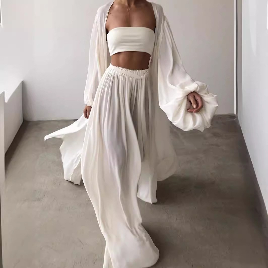 夏春の女性服ツーピースセット長袖ランタンスリーブ無地衣装女性 - Summer Clothing Us のレビューと価格