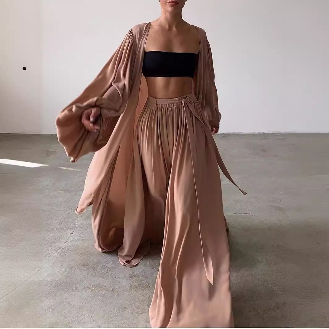 夏春の女性服ツーピースセット長袖ランタンスリーブ無地衣装女性 - Summer Clothing Us のレビューと価格