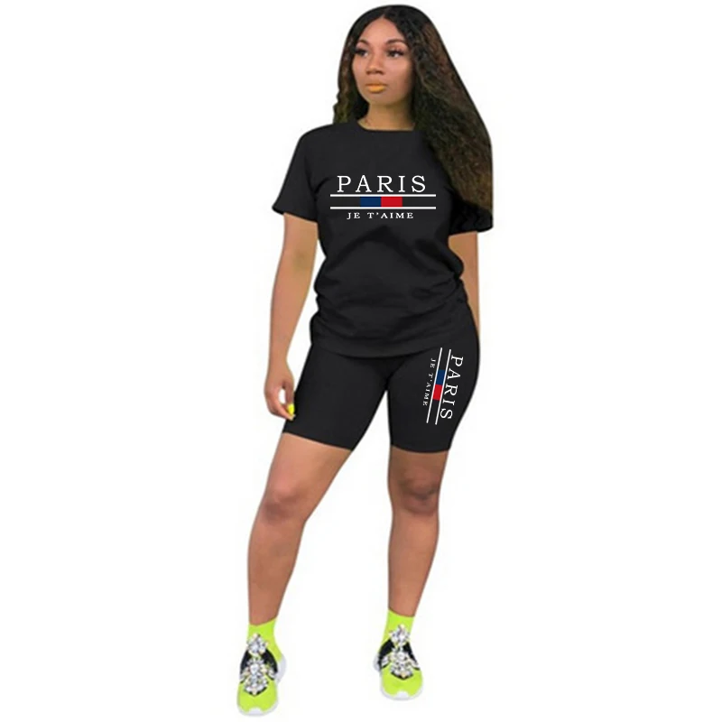 女性 Tシャツ新しい品質カジュアル女性服夏ツーピースセット  - Quality Summer Clothing のレビューと価格