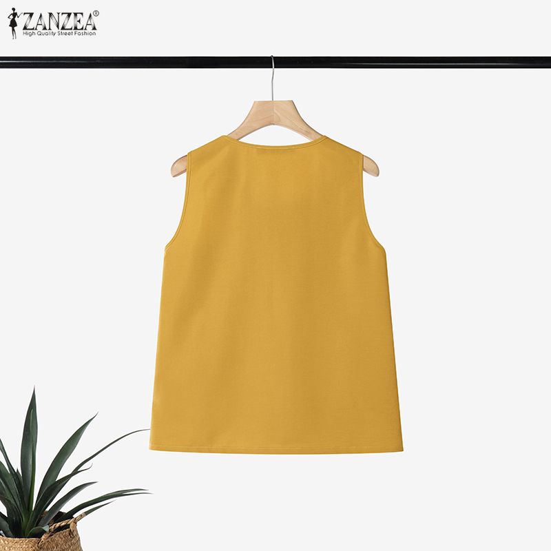 ZANZEA プラスサイズ 5XL 女性ピンタックタンクトッ - Summer Clothing Holiday のレビューと価格