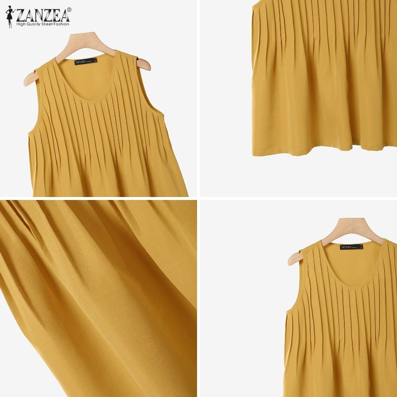 ZANZEA プラスサイズ 5XL 女性ピンタックタンクトッ - Summer Clothing Holiday のレビューと価格