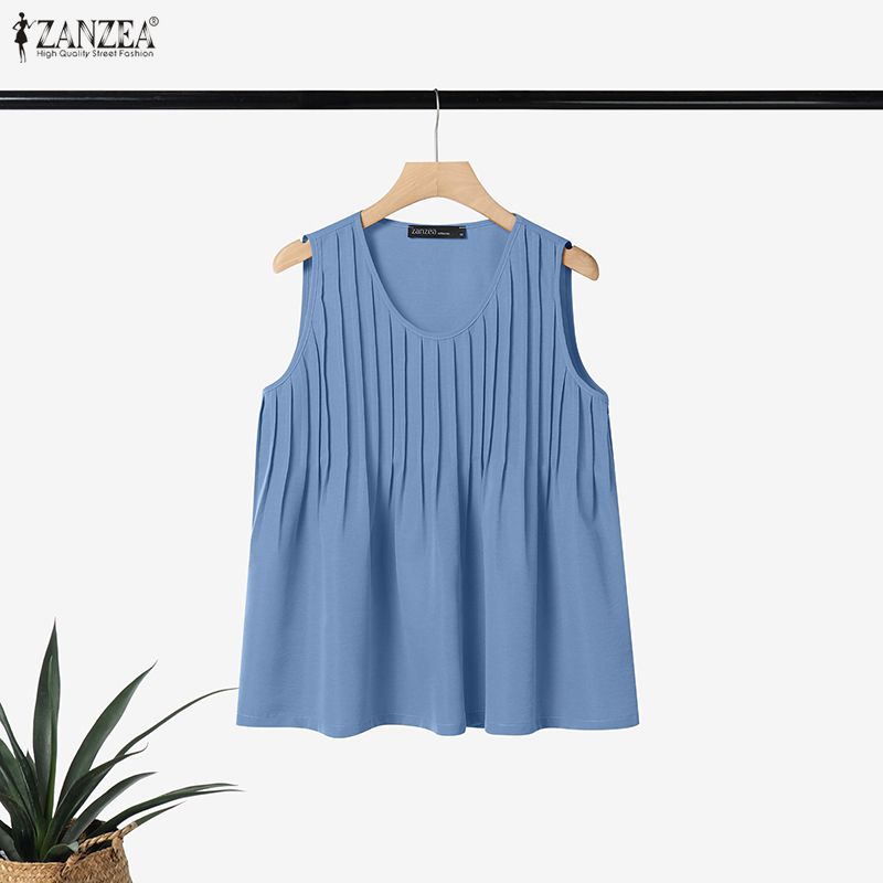 ZANZEA プラスサイズ 5XL 女性ピンタックタンクトッ - Summer Clothing Holiday のレビューと価格
