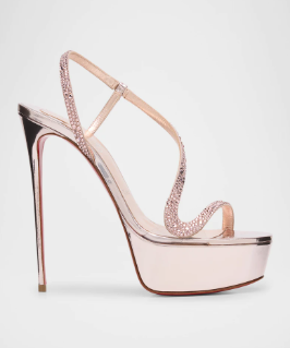 メタリックレザーのプラットフォームスティレットサンダル、セク - Summer Light Clothing のレビューと価格