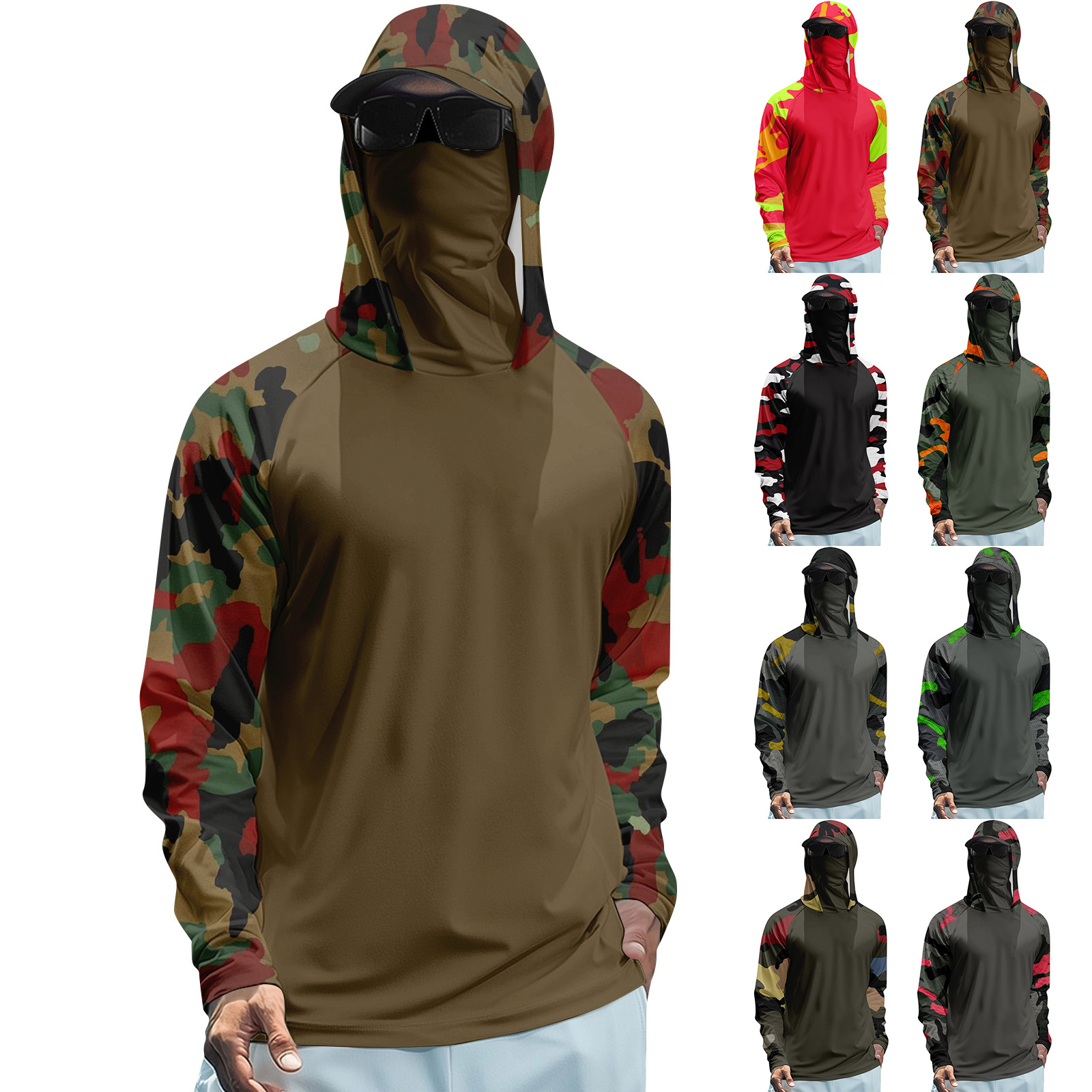 メンズ夏用プリント速乾長袖Tシャツ日焼け防止服釣りフィットネ - Summer Clothing Us のレビューと価格