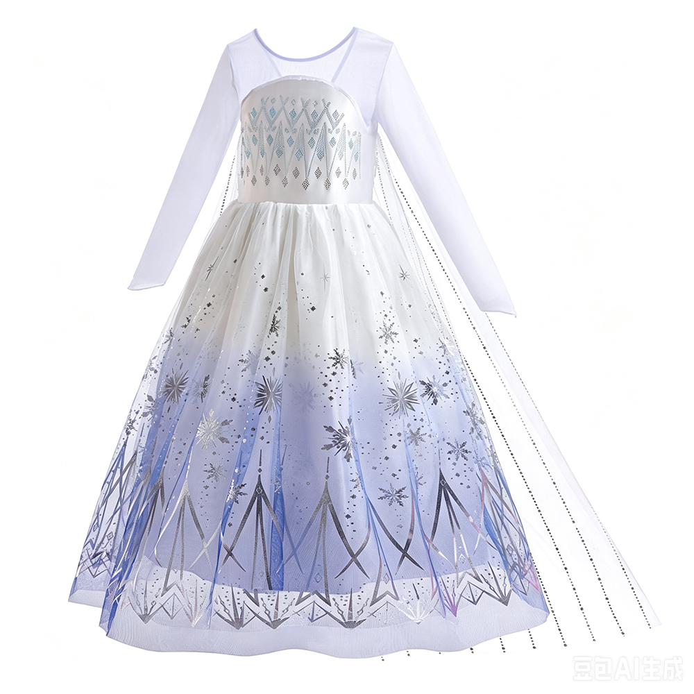 白いエルサドレス女の子の誕生日パーティーコスプレプリンセス衣 - Summer Clothing For Kids Girls のレビューと価格