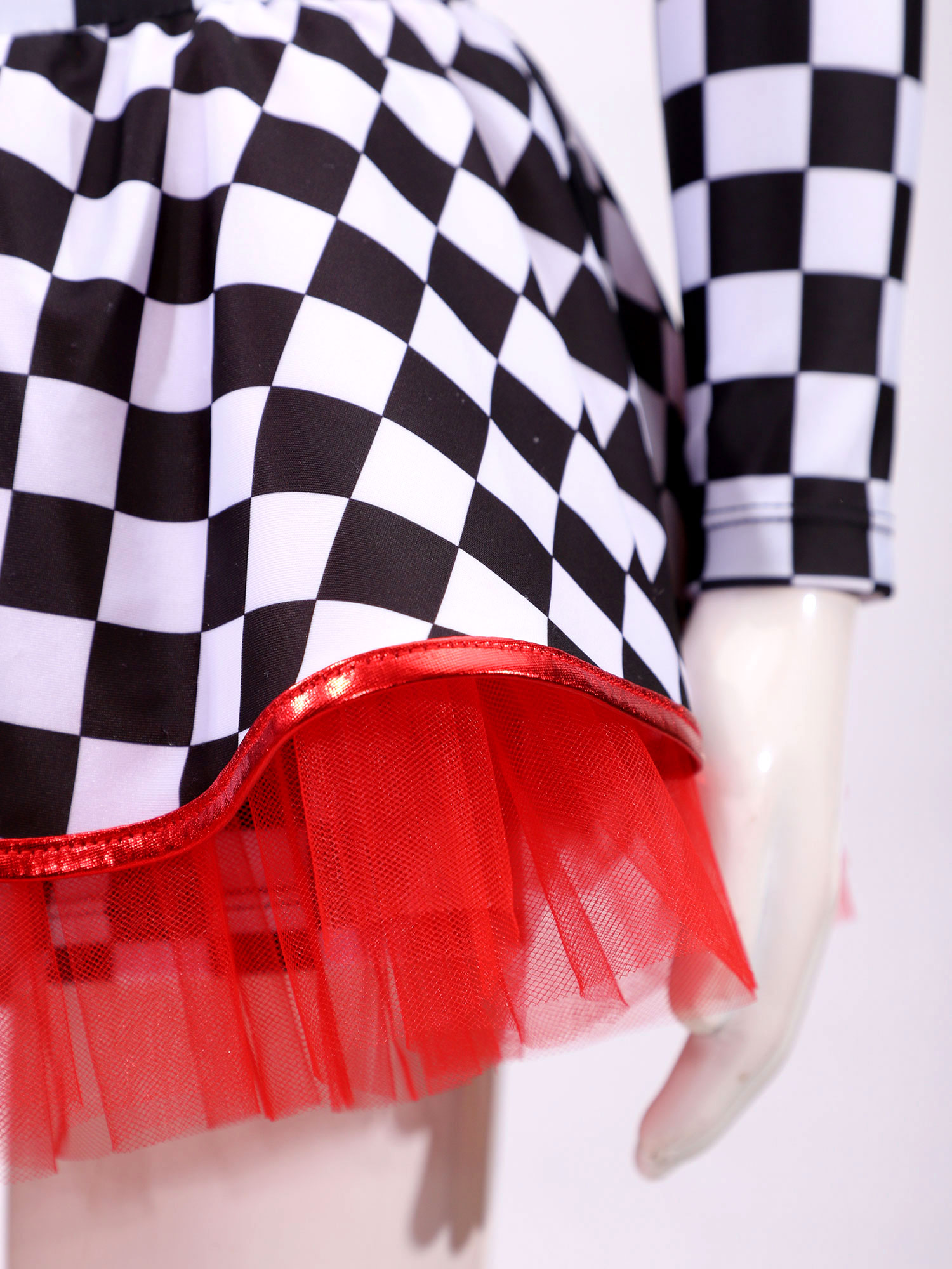 女の子市松レーサードライバーコスプレドレス長袖スパンコールチ - Summer Clothing For Kids Girls のレビューと価格