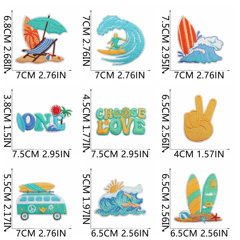10 ピース/ロット夏のビーチテーマスポーツサーフィン刺繍パ - Summer Clothing Pictures のレビューと価格