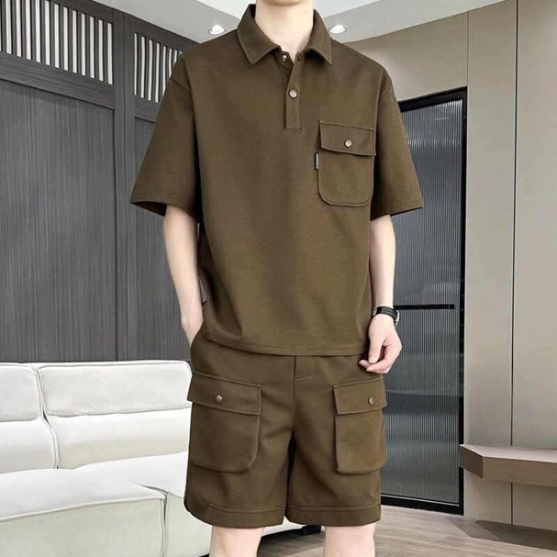 メンズサマー半袖ポロシャツショーツセットプレミアム品質通気性 - Quality Summer Clothing のレビューと価格