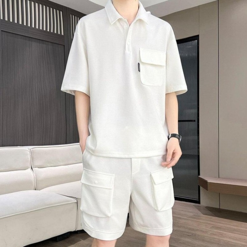 メンズサマー半袖ポロシャツショーツセットプレミアム品質通気性 - Quality Summer Clothing のレビューと価格