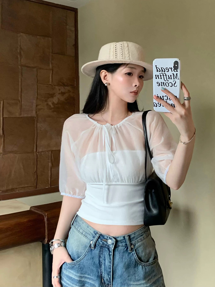マルベリーシルクパネル付きハーフスリーブトップス — スタイ - Summer Clothing Us のレビューと価格