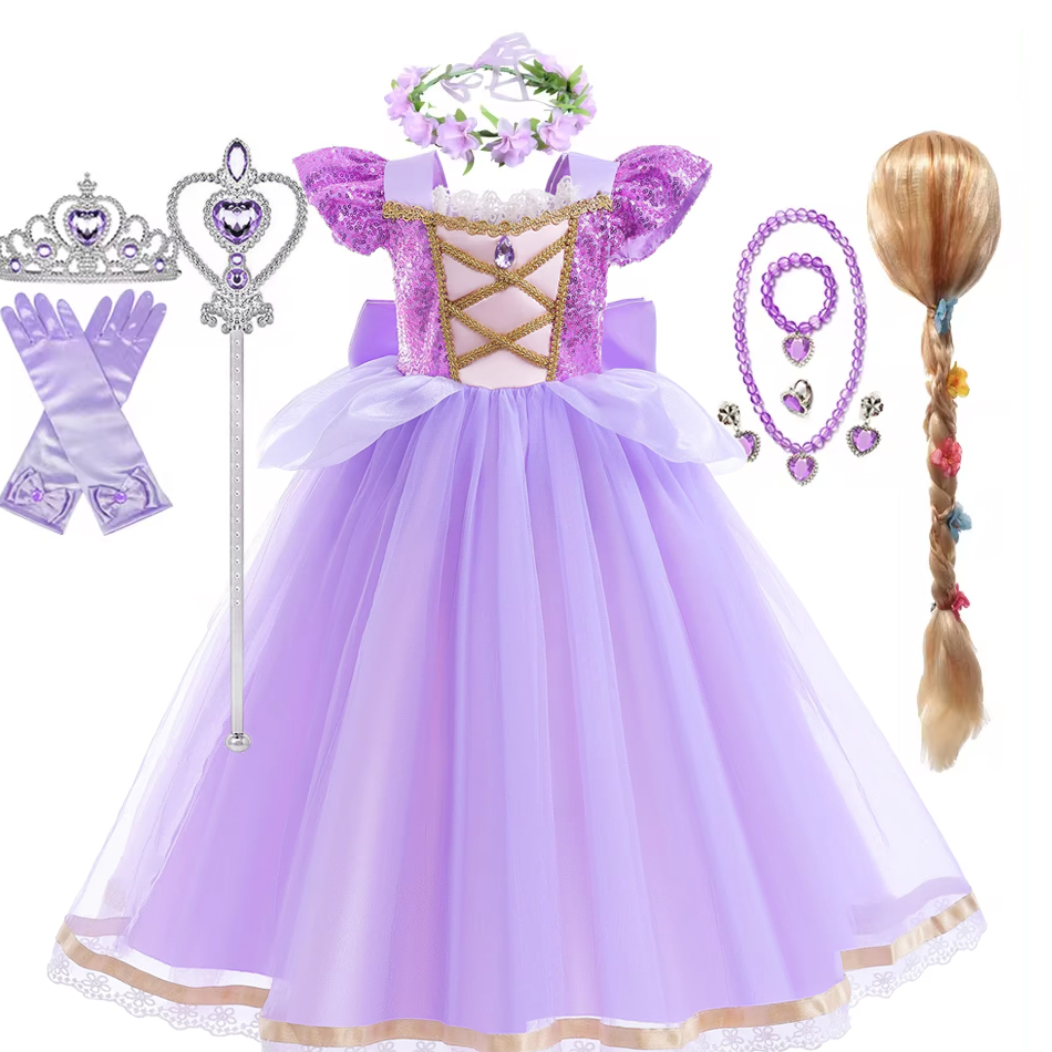 夏ラプンツェルガールプリンセスドレスコスプレもつれたハロウィ - Summer Clothing For Kids Girls のレビューと価格