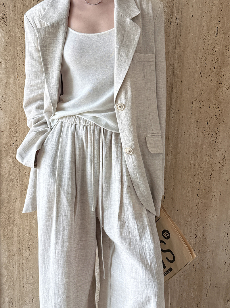 秋のハイエンドリネン素材ブレザージャケットセット レディース - Summer Clothing Linen のレビューと価格