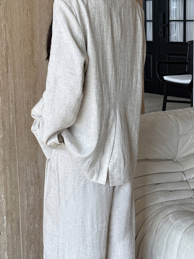 秋のハイエンドリネン素材ブレザージャケットセット レディース - Summer Clothing Linen のレビューと価格