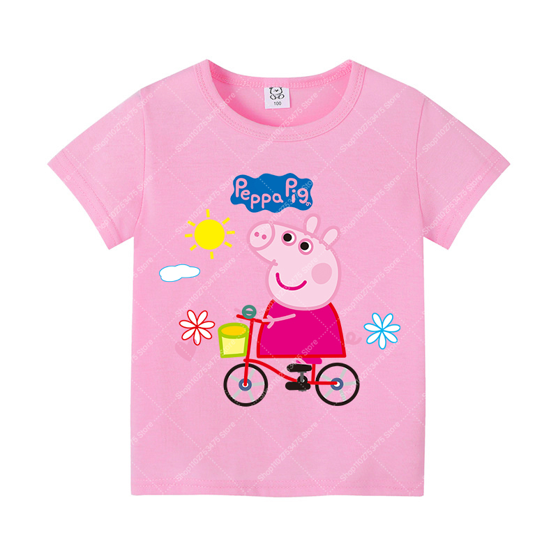 キッズガールかわいい綿 Tシャツ夏服漫画ペッパピッグプリント - Summer Clothing For Kids Girls のレビューと価格