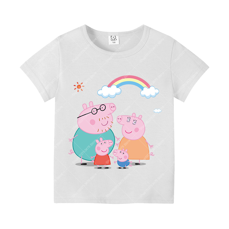 キッズガールかわいい綿 Tシャツ夏服漫画ペッパピッグプリント - Summer Clothing For Kids Girls のレビューと価格