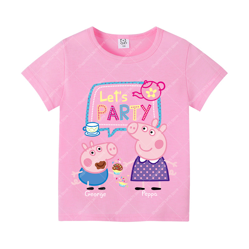 キッズガールかわいい綿 Tシャツ夏服漫画ペッパピッグプリント - Summer Clothing For Kids Girls のレビューと価格