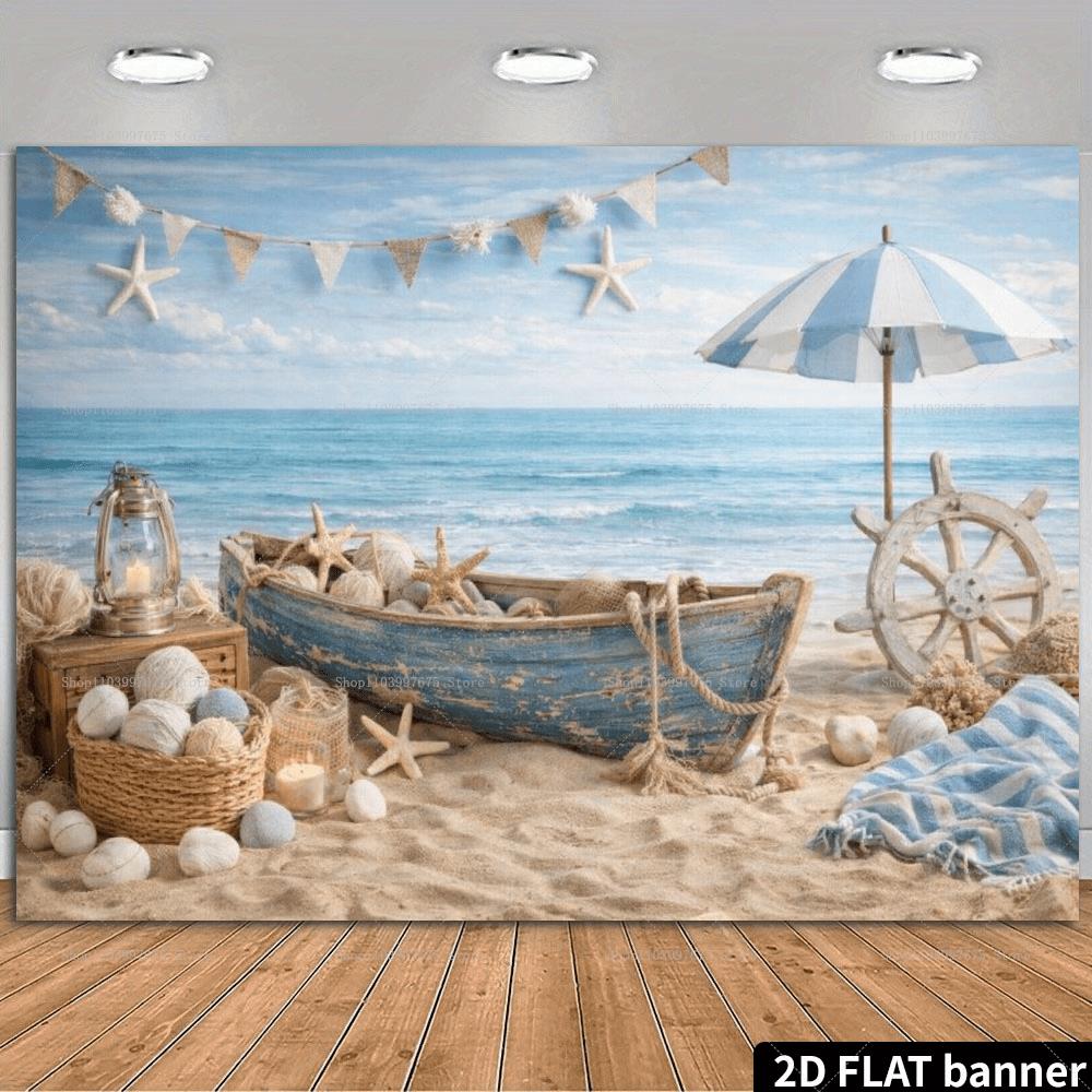 2D ビーチ休暇背景幕ヒトデシェル夏のパーティー装飾写真撮影 - Summer Clothing Banner のレビューと価格
