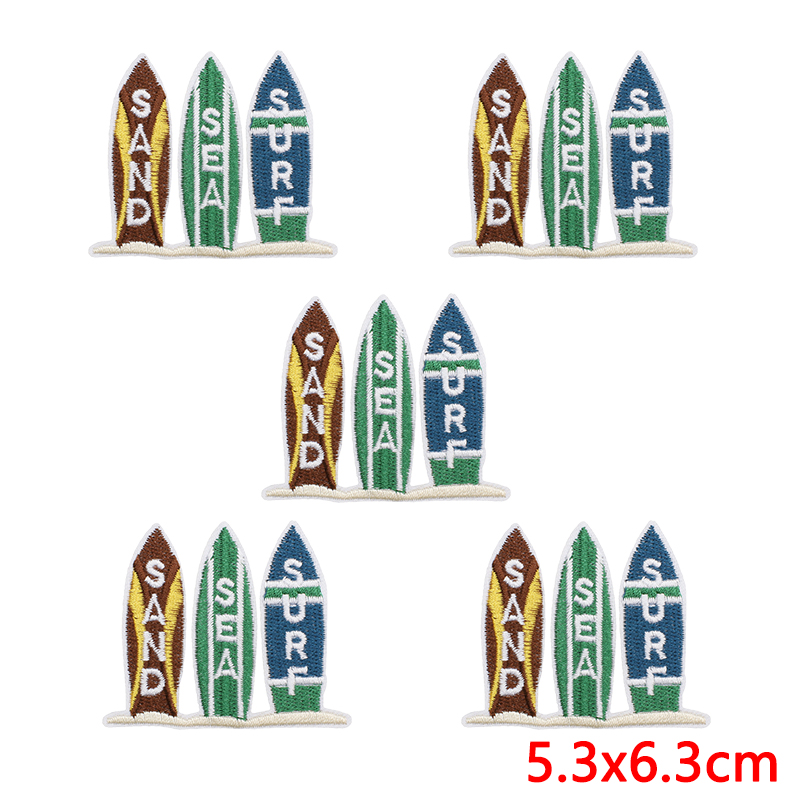 10 個夏のビーチ波刺繍パッチ服漫画サーフボードパッチココナ - Summer Clothing Pictures のレビューと価格