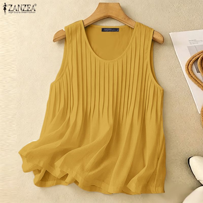 ZANZEA 女性夏ピンタックタンクトッププラスサイズカジュ - Summer Clothing Holiday のレビューと価格