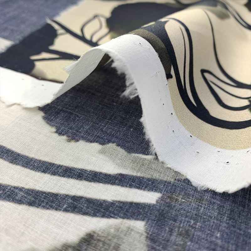 水墨画スタイルプリント綿 100% 生地夏デザイナー DIY - Summer Clothing Material のレビューと価格