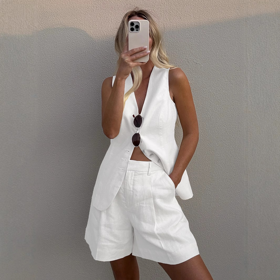 Wolfeel コットンリネンシックカジュアルベストショーツ - Summer Clothing Linen のレビューと価格