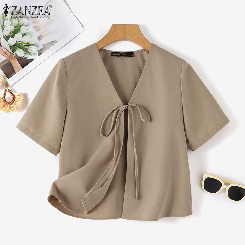 ZANZEA 女性ファッションタイドフロントカーディガン V - Tie Front Shirt のレビューと価格