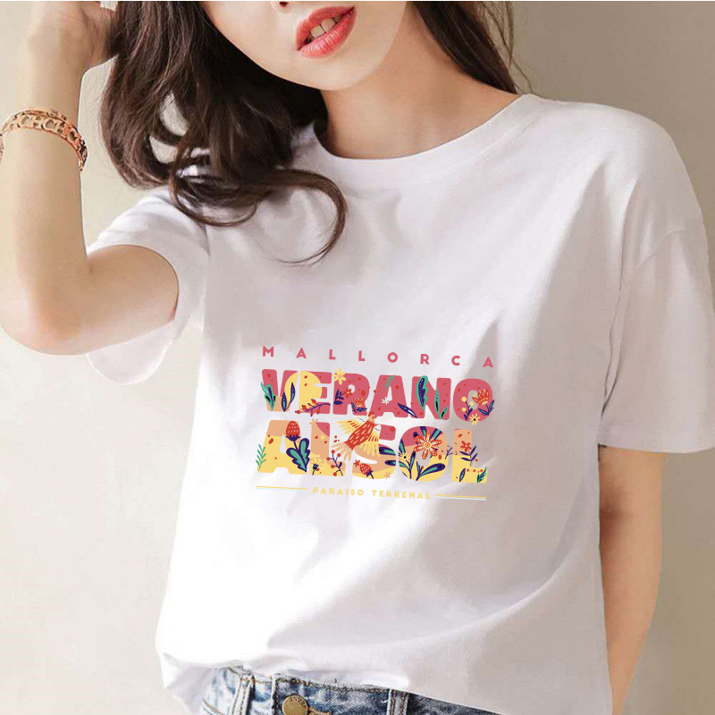 男性と女性のための半袖Tシャツ,花と鳥,アルファベットの文字 - Summer Clothing Pictures のレビューと価格