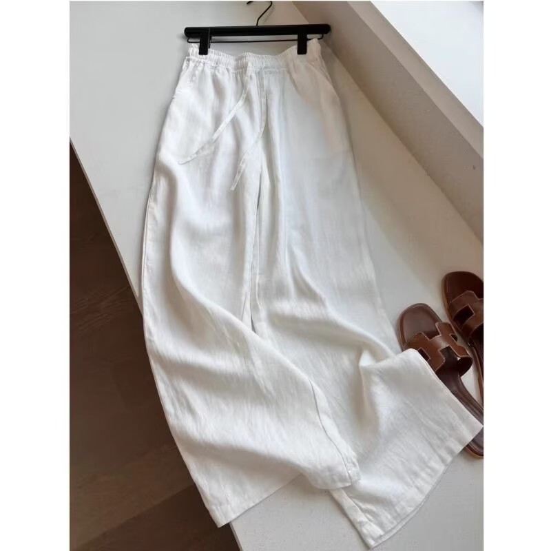 韓国白綿リネンワイドレッグパンツシャツセット女性のルーズファ - Summer Clothing Linen のレビューと価格