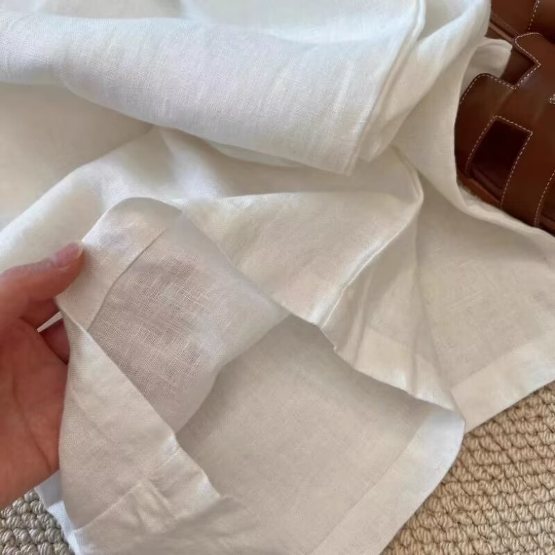 韓国白綿リネンワイドレッグパンツシャツセット女性のルーズファ - Summer Clothing Linen のレビューと価格
