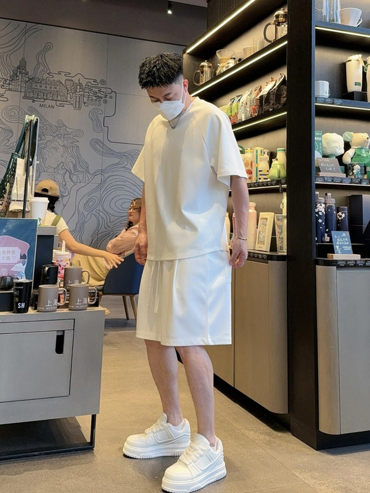 ゆったりとしたカジュアルなメンズ服セット半袖ショートパンツツ - Summer Clothing Range のレビューと価格