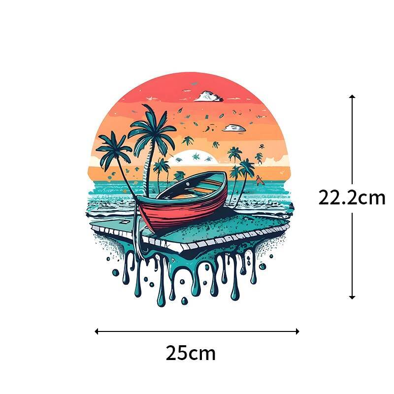 女性の夏のビーチとサンセットモード熱転写Tシャツ、DIYスト - Summer Clothing Pictures のレビューと価格