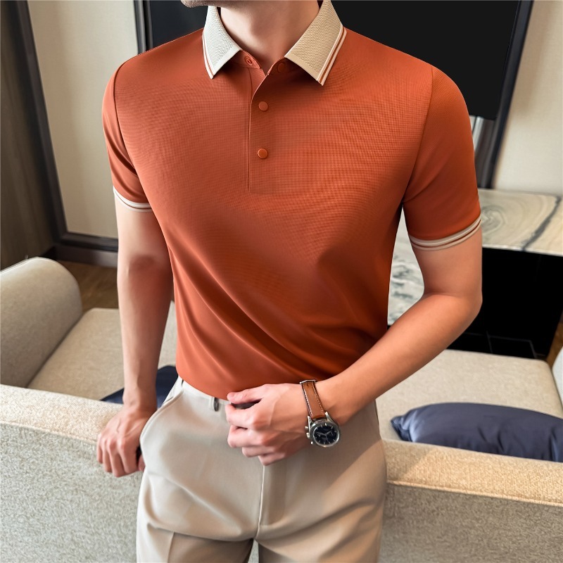 メンズ用ハイストレッチ半袖ポロシャツ 夏用アイスシルク 軽く - Summer Light Clothing のレビューと価格